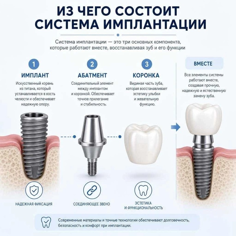 Строение зубного импланта